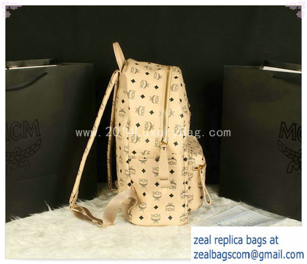 High Quality Replica MCM Stark Backpack Jumbo in Calf Leather 8006 Apricot - Click Image to Close